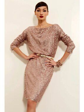 St John Silk & Sequin Midi Dress Cocktail Party Wedding Guest New Years Eve NYE
